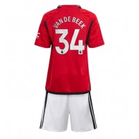 Billiga Manchester United Donny van de Beek #34 Barnkläder Hemma fotbollskläder till baby 2023-24 Kortärmad (+ Korta byxor)